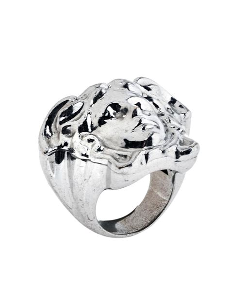 versace logo ring silver|versace medusa ring for sale.